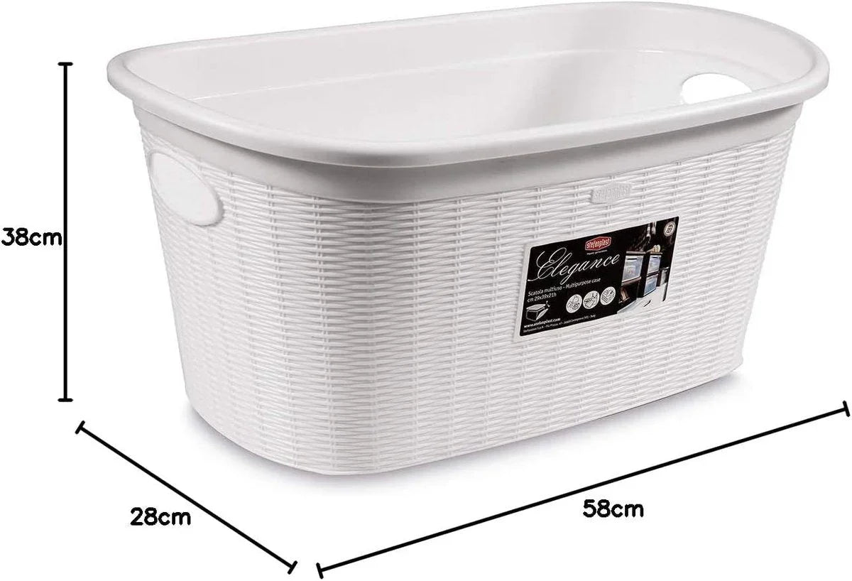 Stefanplast Elegance Wasmand - Wit - Kunststof - 38x58x28cm