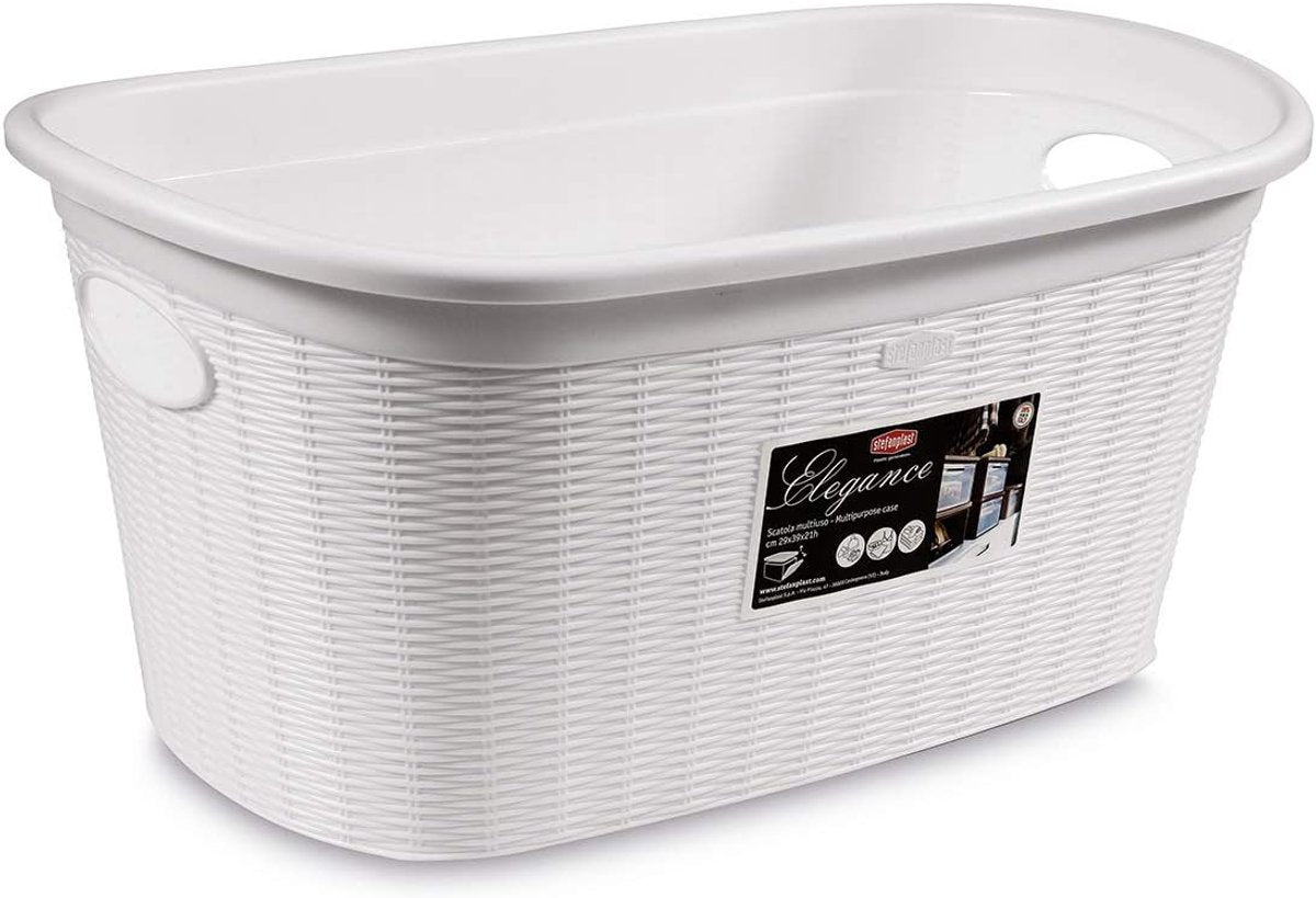 Stefanplast Elegance Wasmand - Wit - Kunststof - 38x58x28cm