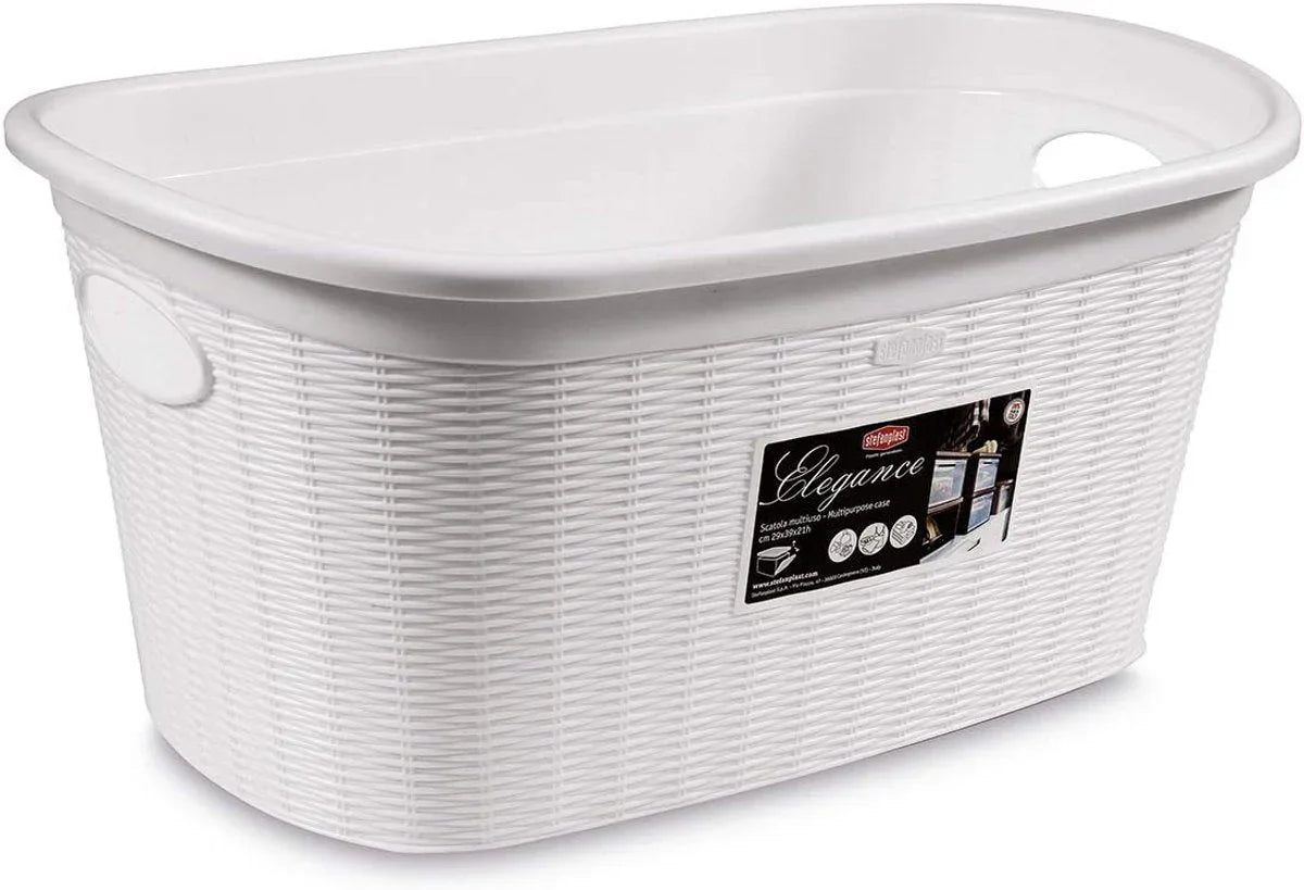 Stefanplast Elegance Wasmand - Wit - Kunststof - 38x58x28cm
