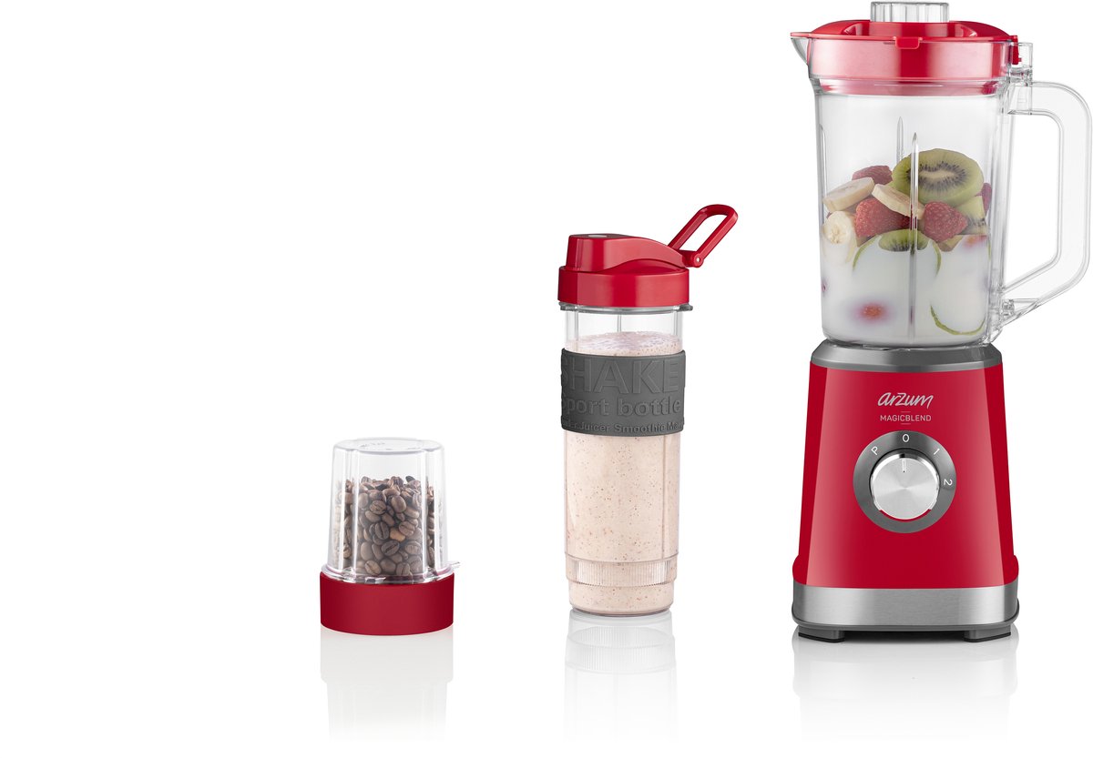 Arzum Magicblend Blender AR1159-0300 | Rood - 1000W - Glazen kan - 1,5L