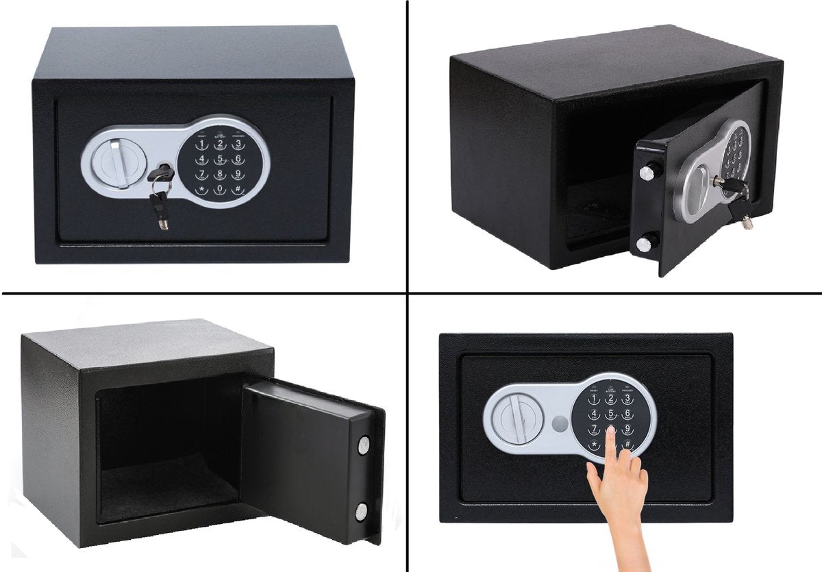 Stark's Kluis - Elektronisch Cijferslot en Noodsleutel - Geldkluis - Sieradenkluis - 31x20x20cm - Zwart