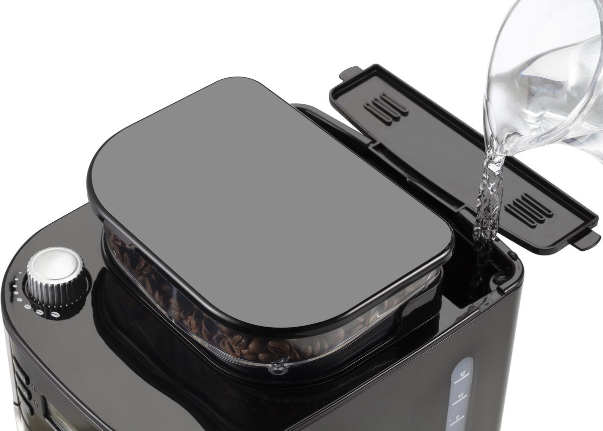 Arzum Brewtime Fresh Grind - Silver/Black - Filter coffee maker - Integrated coffee grinder - 1050W - 1.5 L