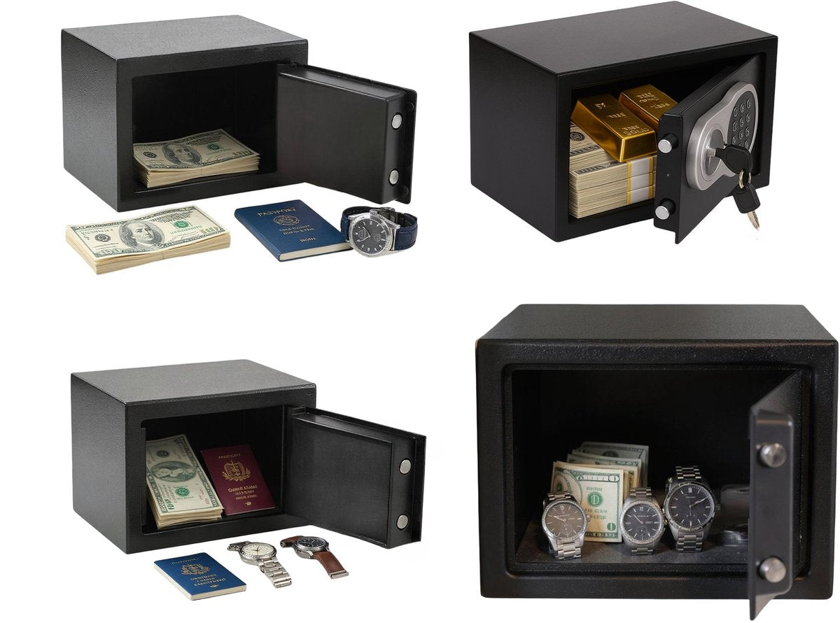 Stark's Vault - Electronic Combination Lock and Emergency Key - Money Vault - Jewelry Vault - 31x20x20cm - Black 8721143803243