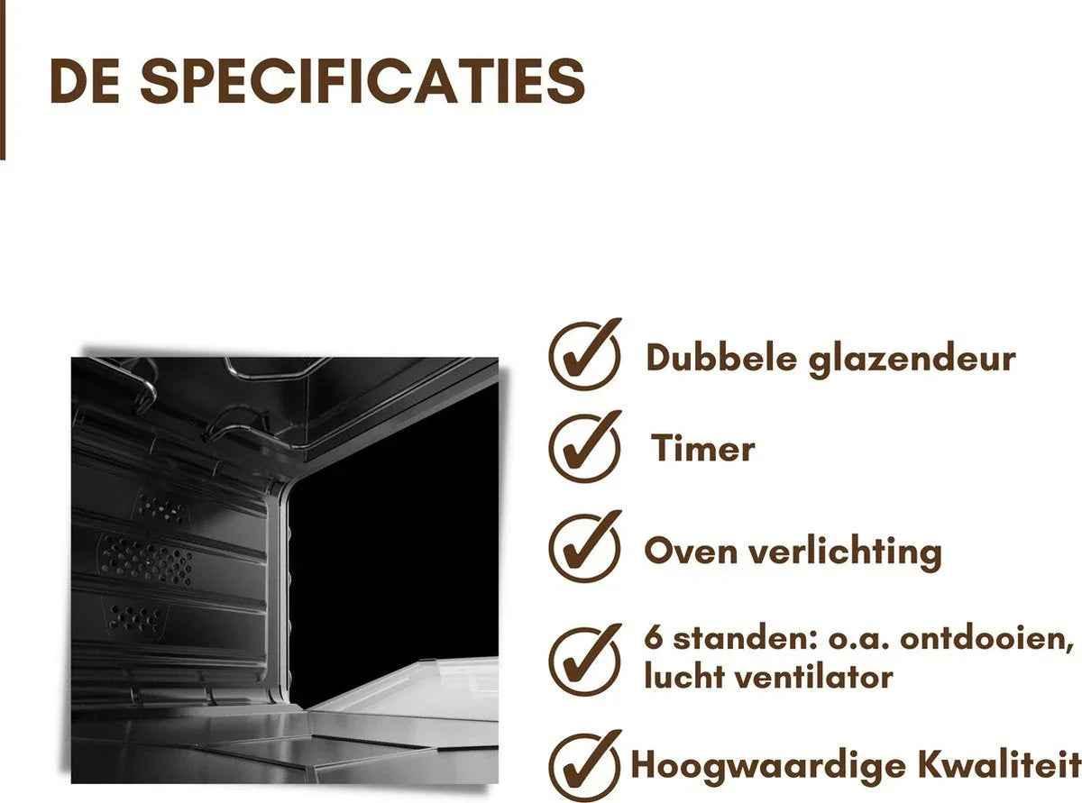 Teffo Vrijstaande Oven - XXL Pro - 70L - Elektrische Oven - Grijs - TEKZEN