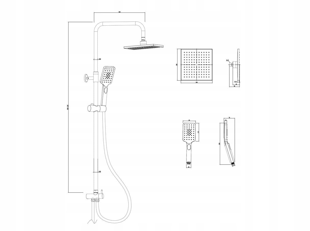 Hydroland Doucheset Roma - Regendouche - Zwart - Verstelbaar - Waterbesparend Design