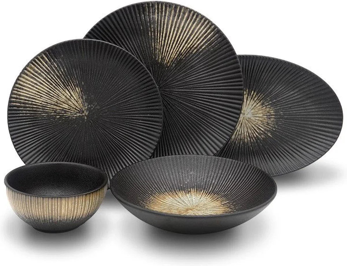 Bricard Amily - Porseleinen Serviesset/Dinerset – 25-Delig – 6 Persoons – Zwart