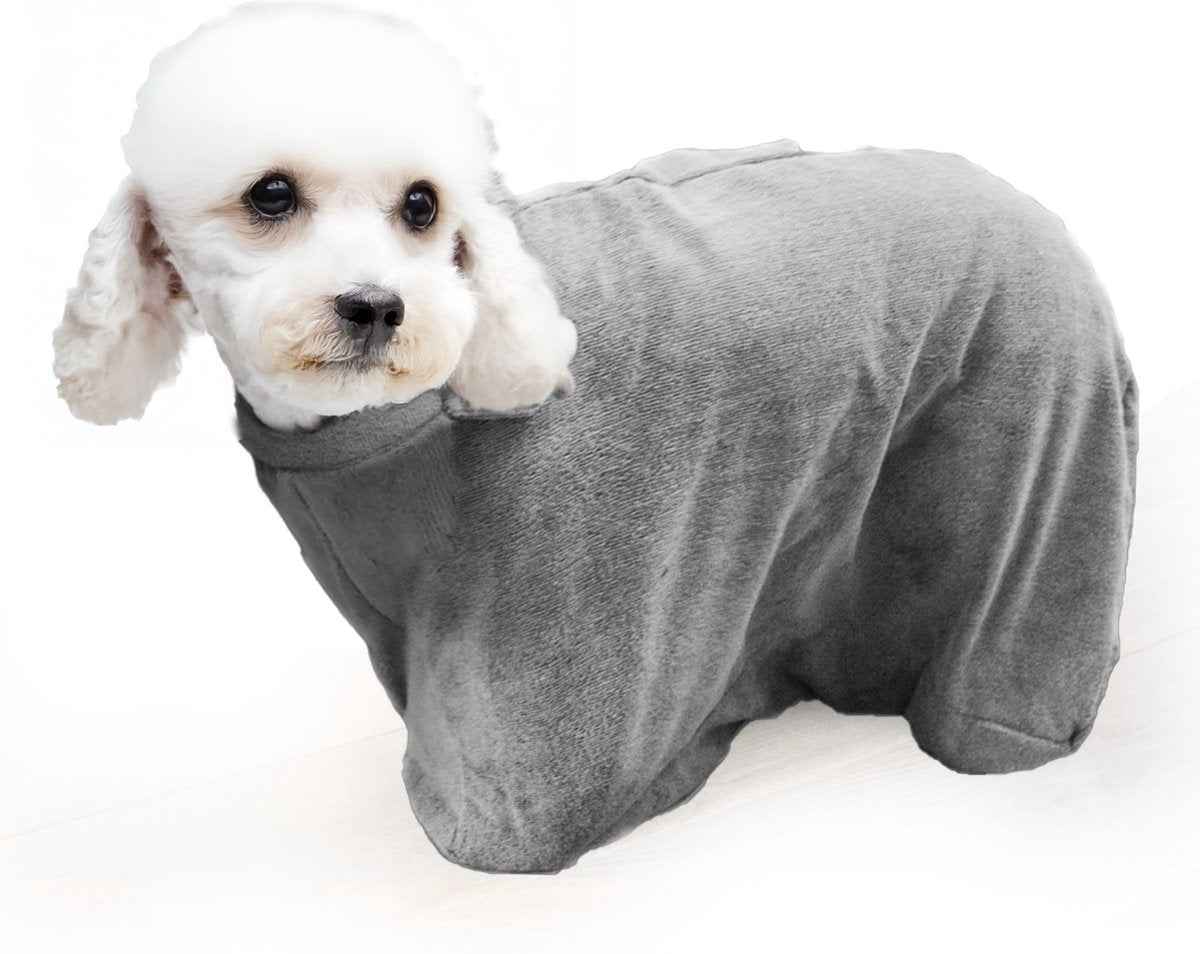 Royal Dry Doggybag L - Microvezel Hondendroogzak - Ruglengte 75 cm - Hondenbadjas - Honden handdoek - Grijs
