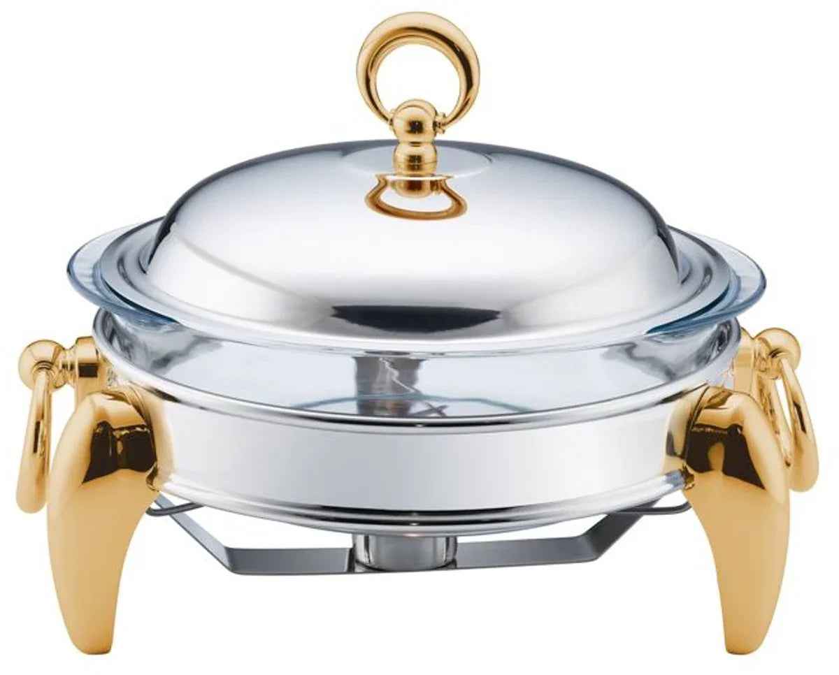 Ferveo Calef Rechaud - 2L - Zilver/Goud - Voedselwarmhouder - Buffetwarmer - TEKZEN