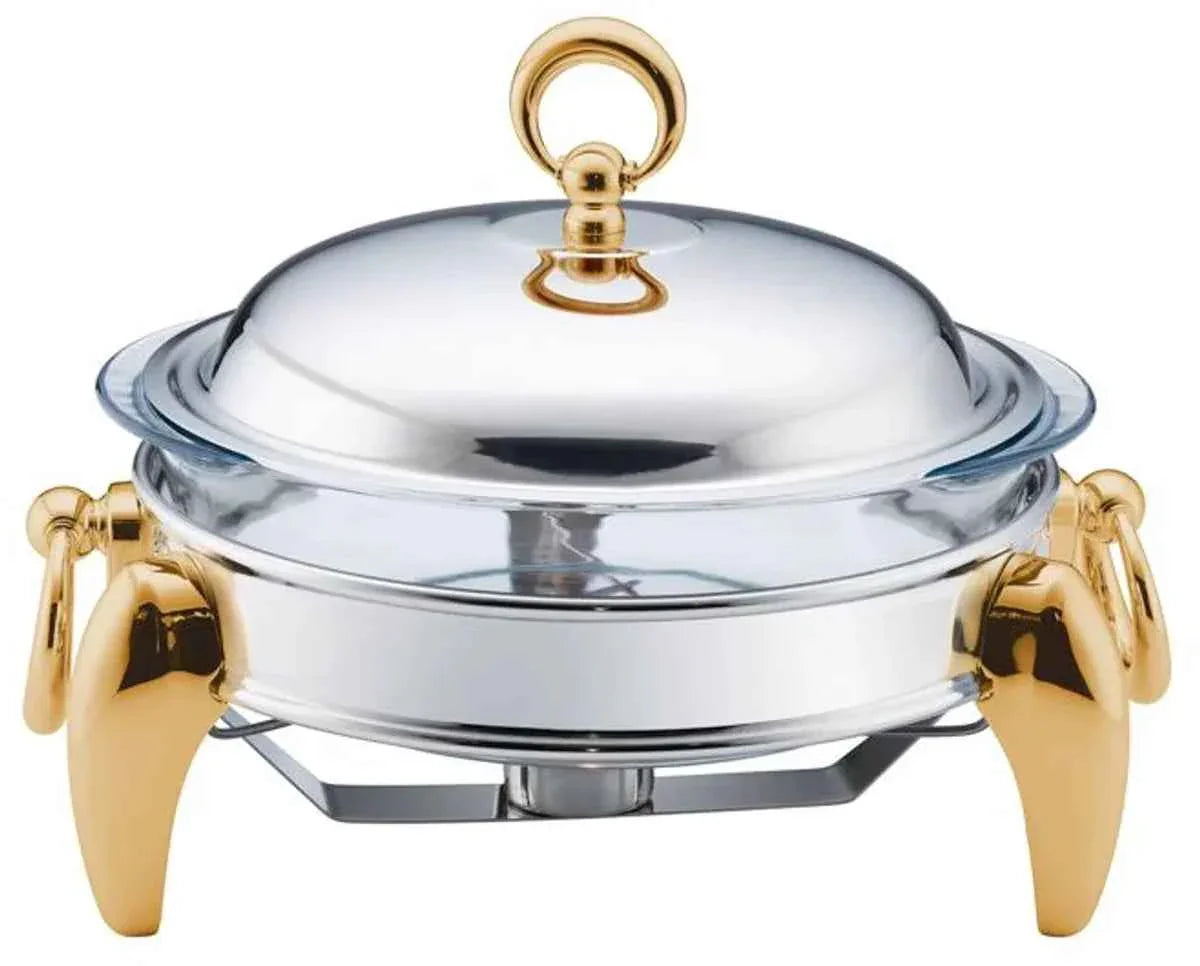 Ferveo Calef Rechaud - 2L - Zilver/Goud - Voedselwarmhouder - Buffetwarmer - TEKZEN