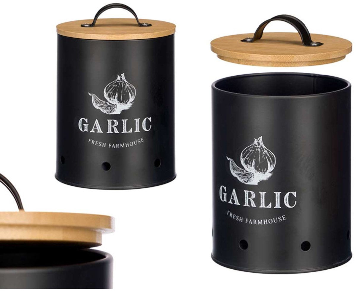 Kinvara Knoblauchtopf mit Bambusdeckel – Schwarz