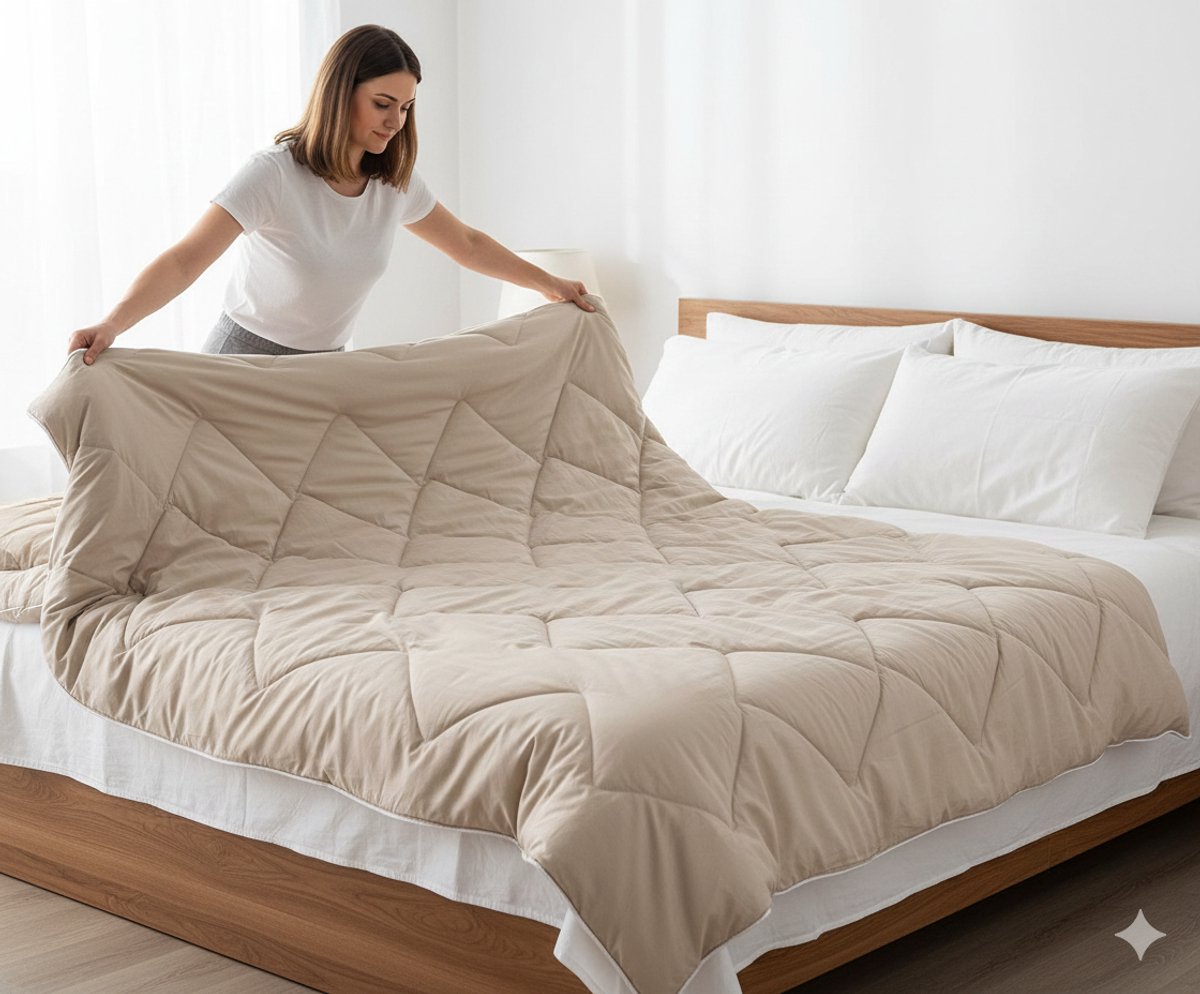 Dreamswan Dubbelzijdig Dekbed zonder Overtrek - 240x200cm - Taupe - Wasbaar Dekbed - Hoesloos Dekbed - Tweepersoons Dekbed