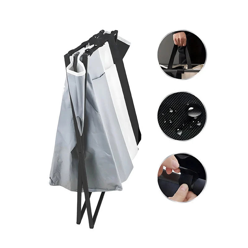 Nexxt Wasmand met 3 Compartimenten – Opvouwbaar – 105L – Was sorteerder – Multifunctioneel – Grijs/Zwart