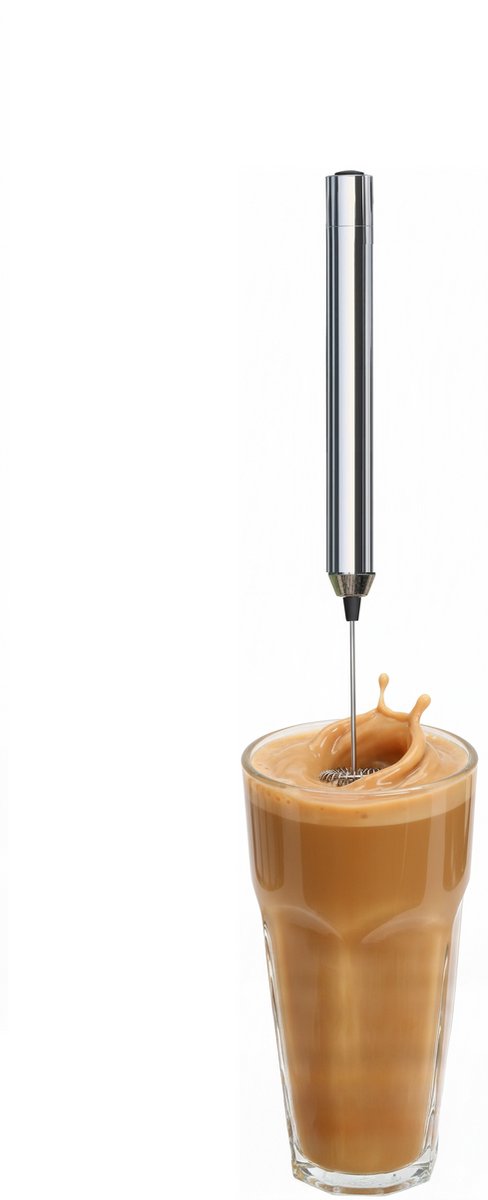Cheffinger Elektrische Melkopschuimer - Melk Opschuimer - Koffie Mini Mixer - Draadloos op Batterijen - Cappuccino - Matcha - Frappé - Chocolademelk - Shakes - Zilver