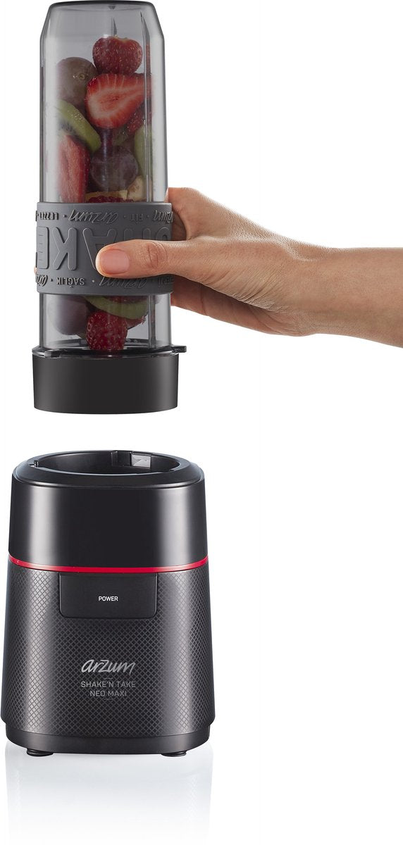 Arzum Shake 'n Take Neo Maxi Blender AR1174-0100 | Zwart - 500W - 1000ML kan - 570ML drinkfles