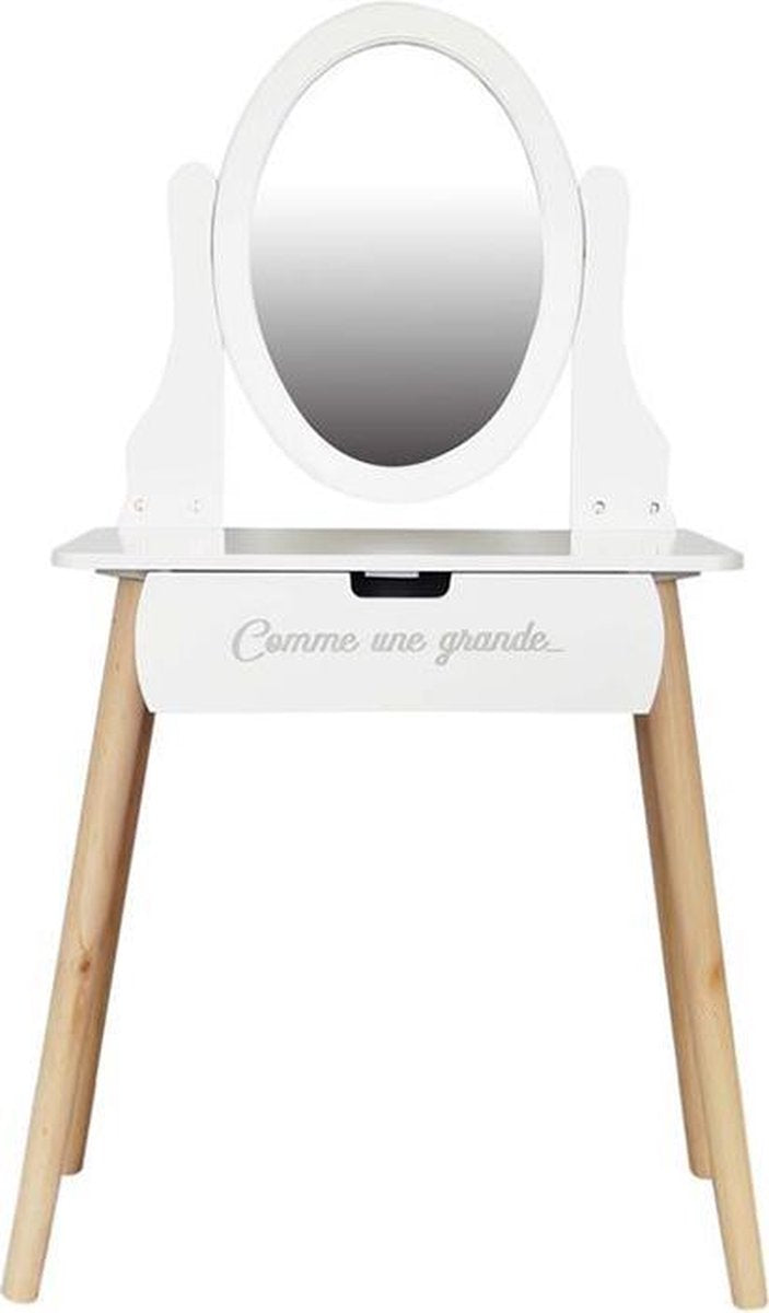 Home Deco Kids - Wooden Dressing Table with Mirror - 109cm High - White - Make-Up Table