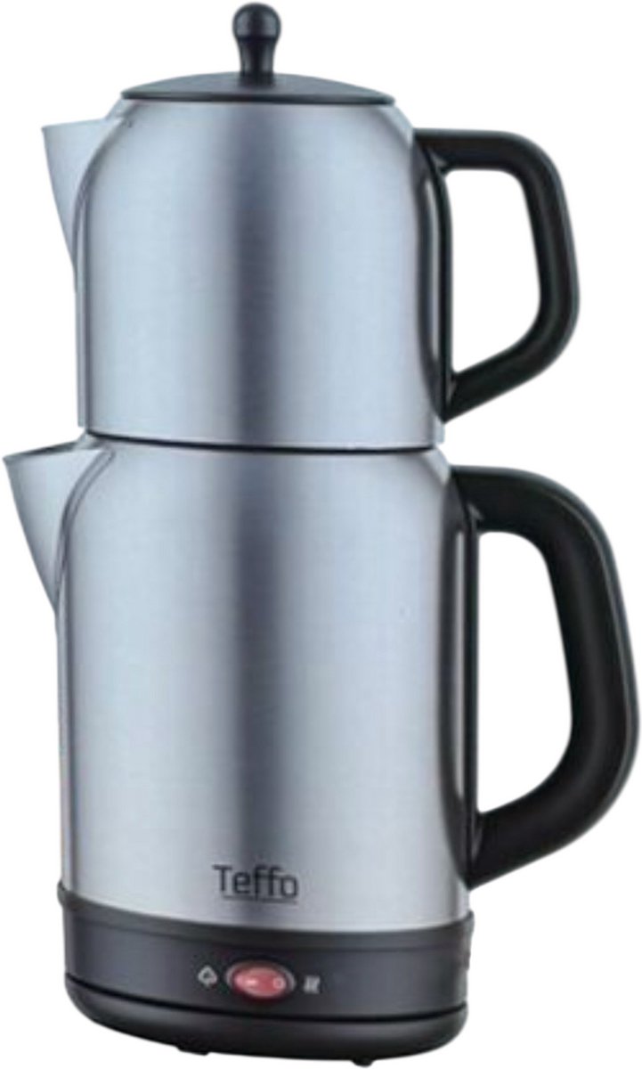 Teffo Elektrische Theepot - Zilver - RVS - 1L + 1.7L - 360° Basis - 2200W