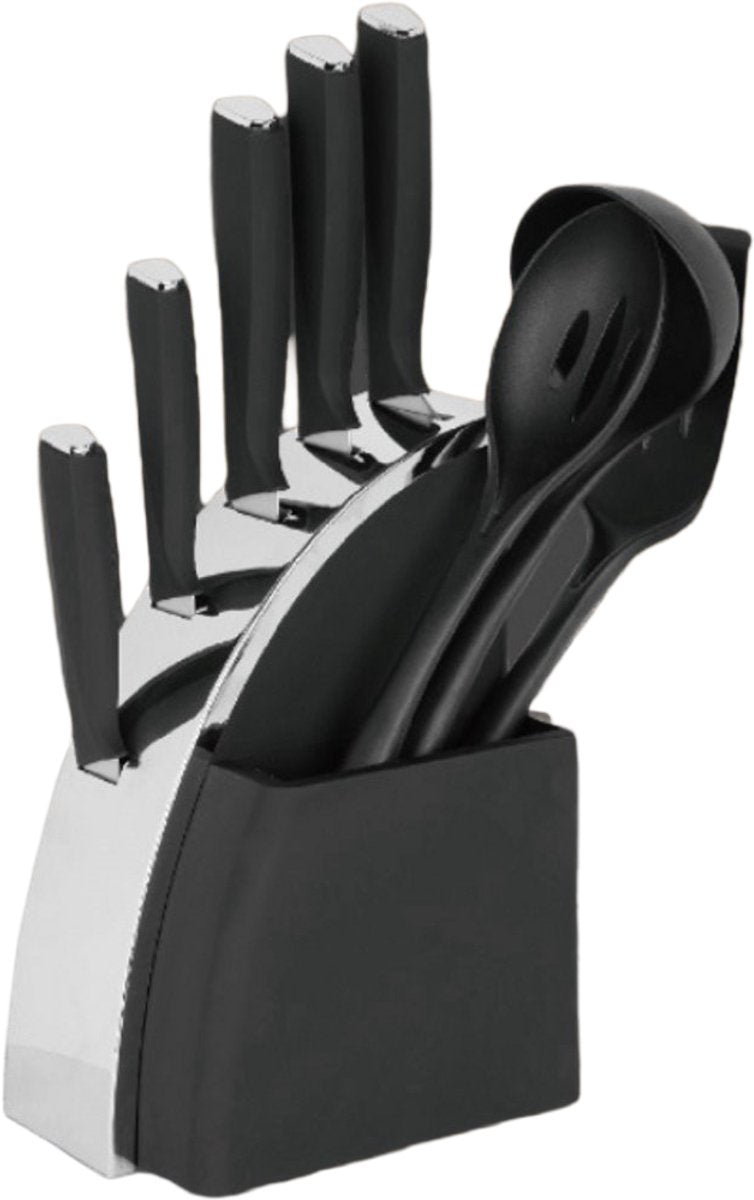 Maître Traiteur Knife Set & Kitchen Utensil Set - 9-piece - Black/Silver