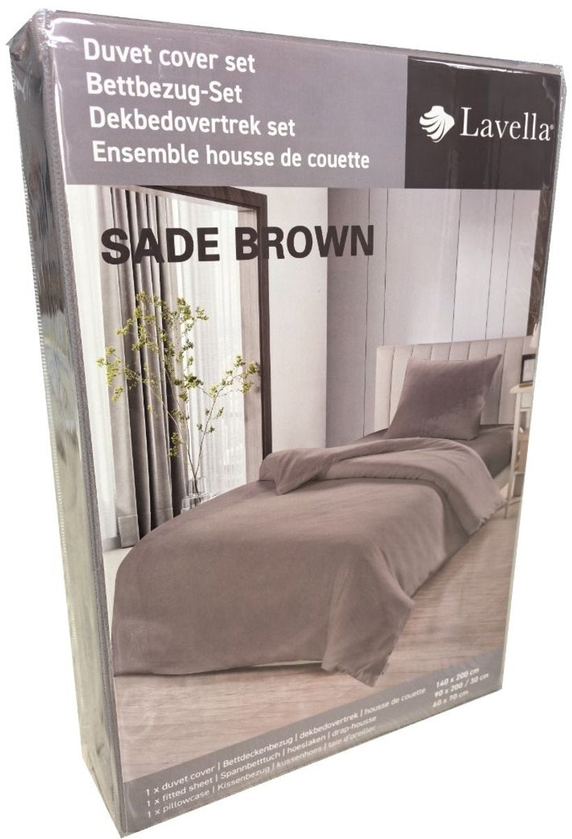 Lavella Sade Dekbedovertrek Set 4-delig - Bruin - 240x220cm