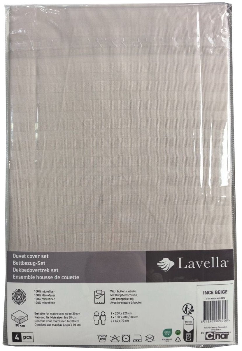 Lavella Ince Dekbedovertrek Set 4-delig - Beige - 200x220cm