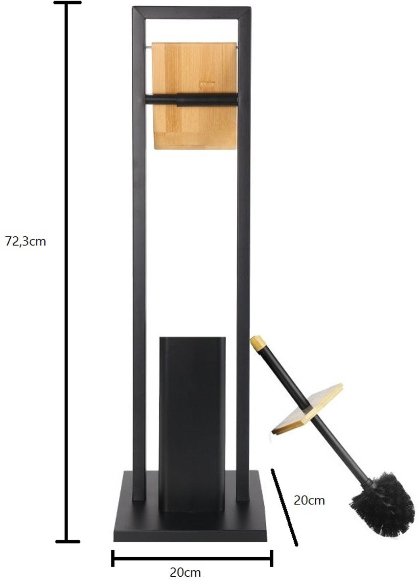 Cheffinger Bathroom Set - 2-in-1 - Toilet Brush and Toilet Roll Holder - Black