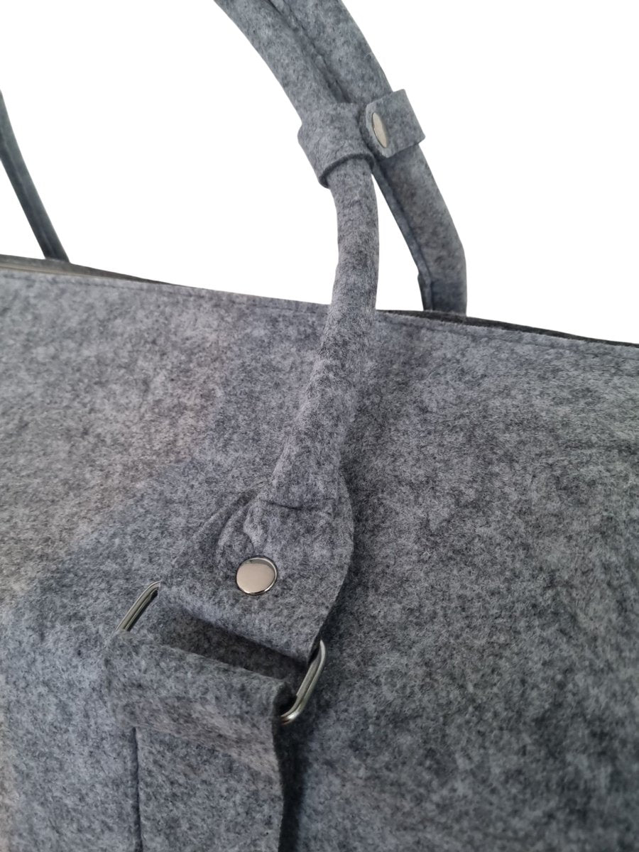 Viva Reistas Vilt met Rits - Lichtgrijs - Shopper - Weekendtas - Luiertas - 50x30x23cm