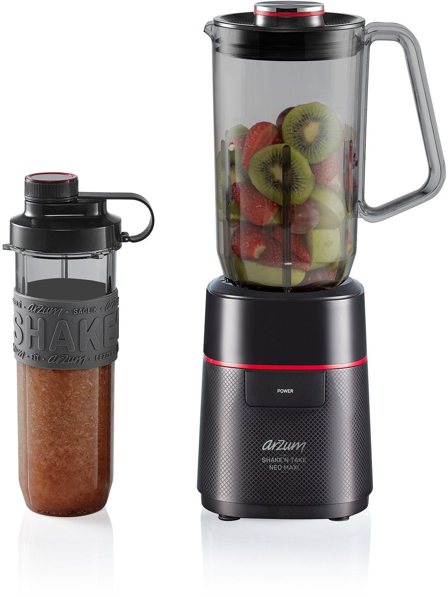 Arzum Shake 'n Take Neo Maxi Blender AR1174-0100 | Zwart - 500W - 1000ML kan - 570ML drinkfles