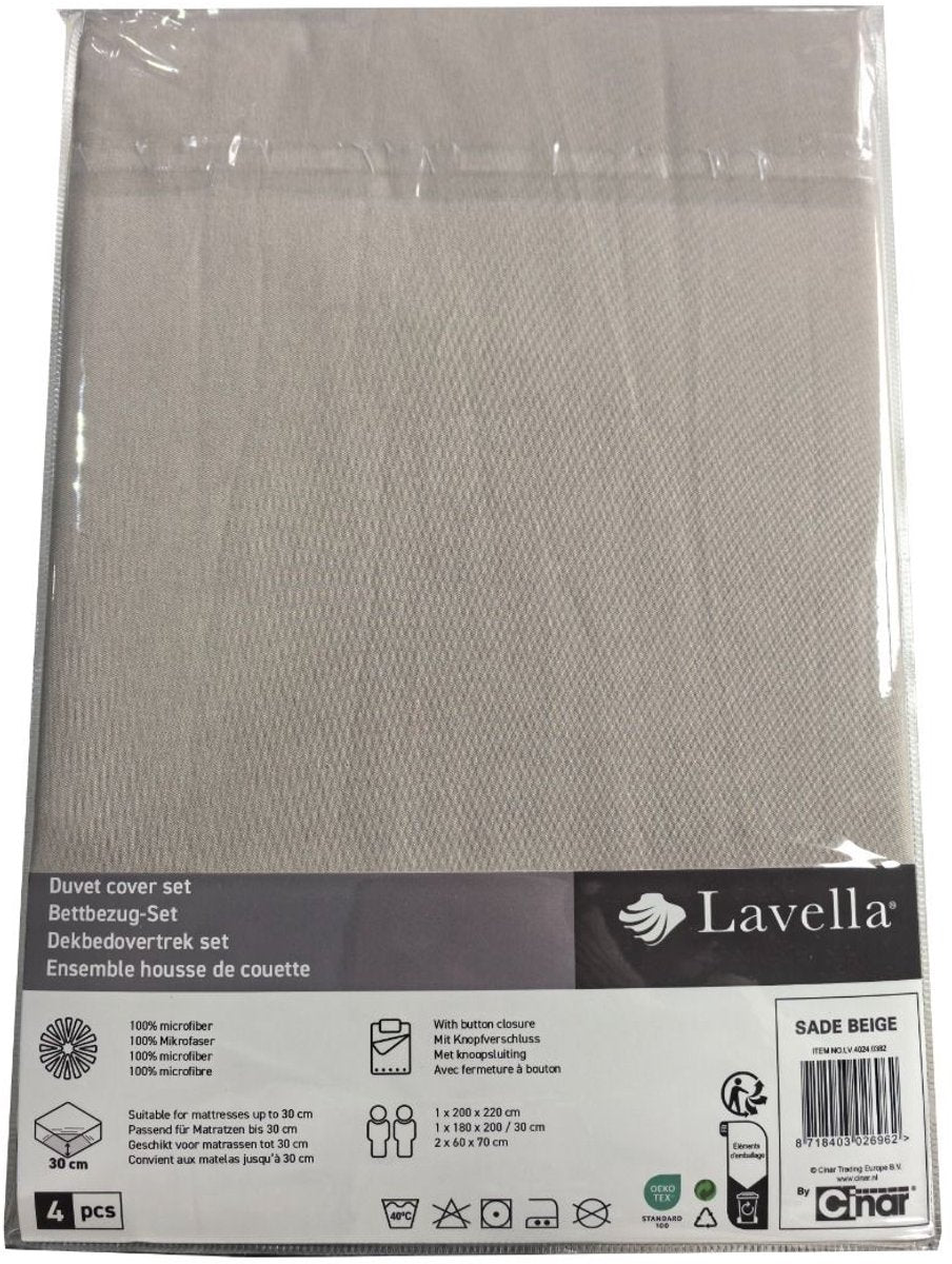 Lavella Sade Dekbedovertrek Set 4-delig - Beige - 240x220cm