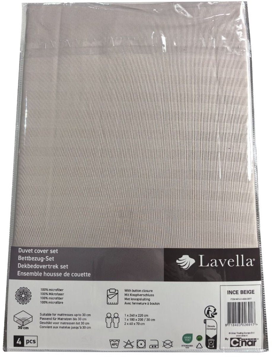 Lavella Ince Duvet Cover Set 4-piece - Beige - 240x220cm
