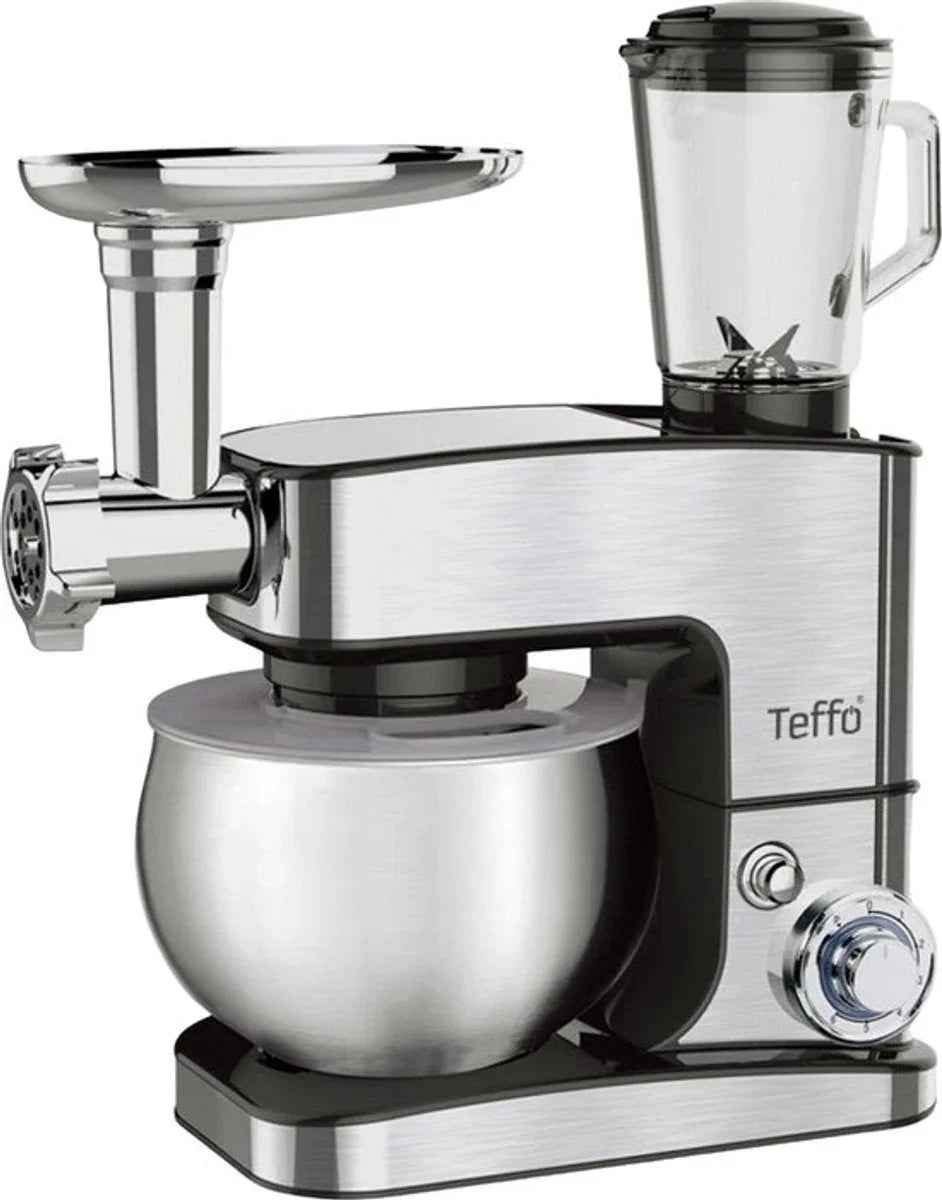 Teffo Stand Mixer Pro - Keukenrobot - 5L - 1300W - Met Gehaktmolen, Blender en RVS Kom - TEKZEN