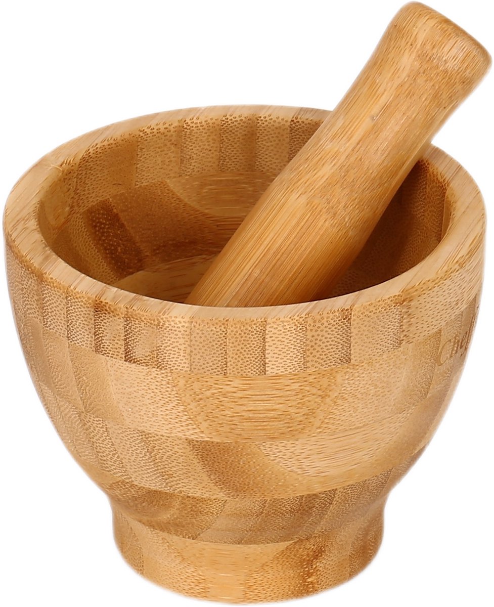 Cheffinger Mörser und Stößel – Bambus – 12 cm