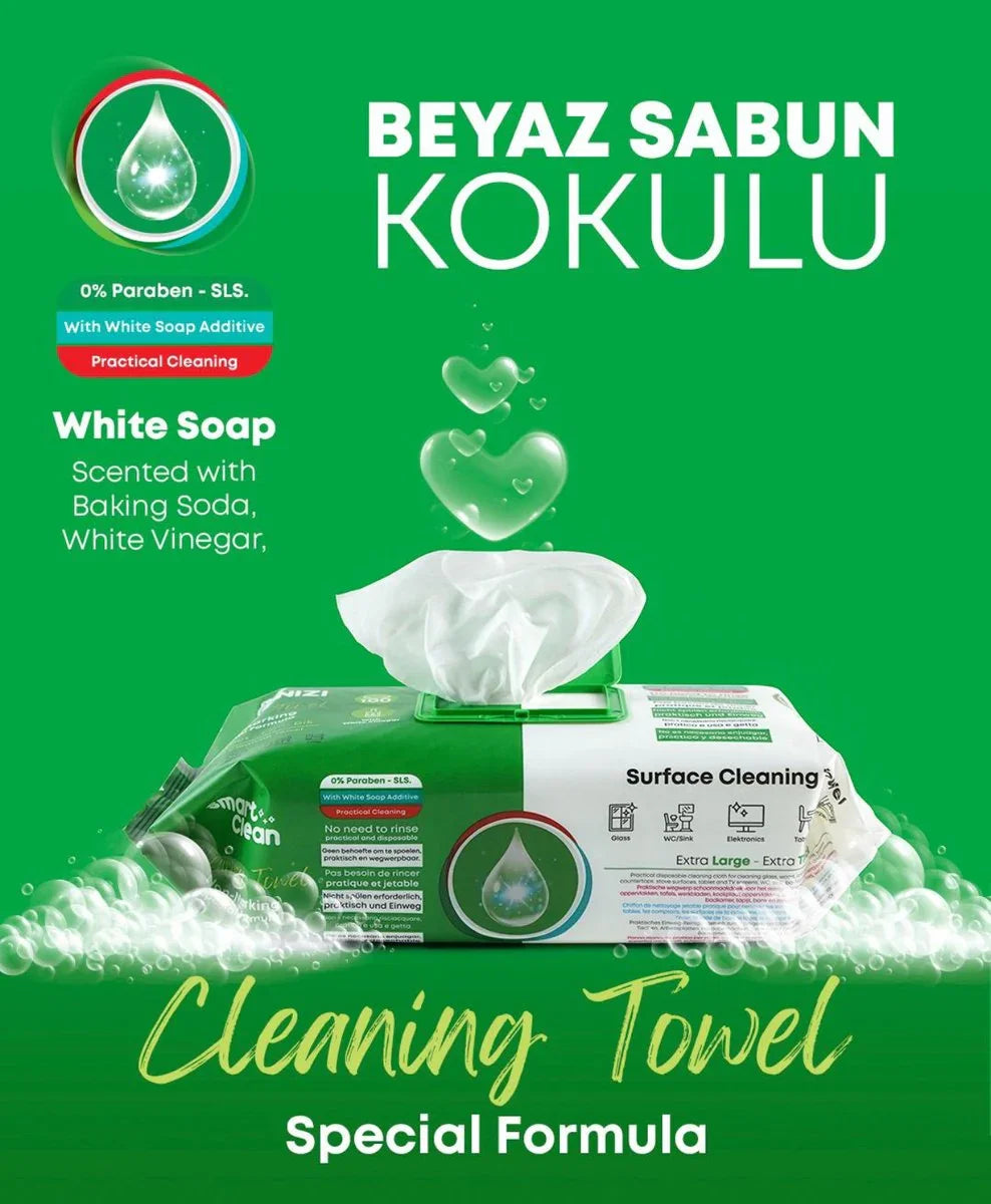 Cleanizi Schoonmaakdoekjes – 3 Pak x 100 Stuks - Extra Groot & Dik – Streeploos Schoon – Frisse Geur – 0% Parabenen – Met Witte Azijn – Multifunctioneel