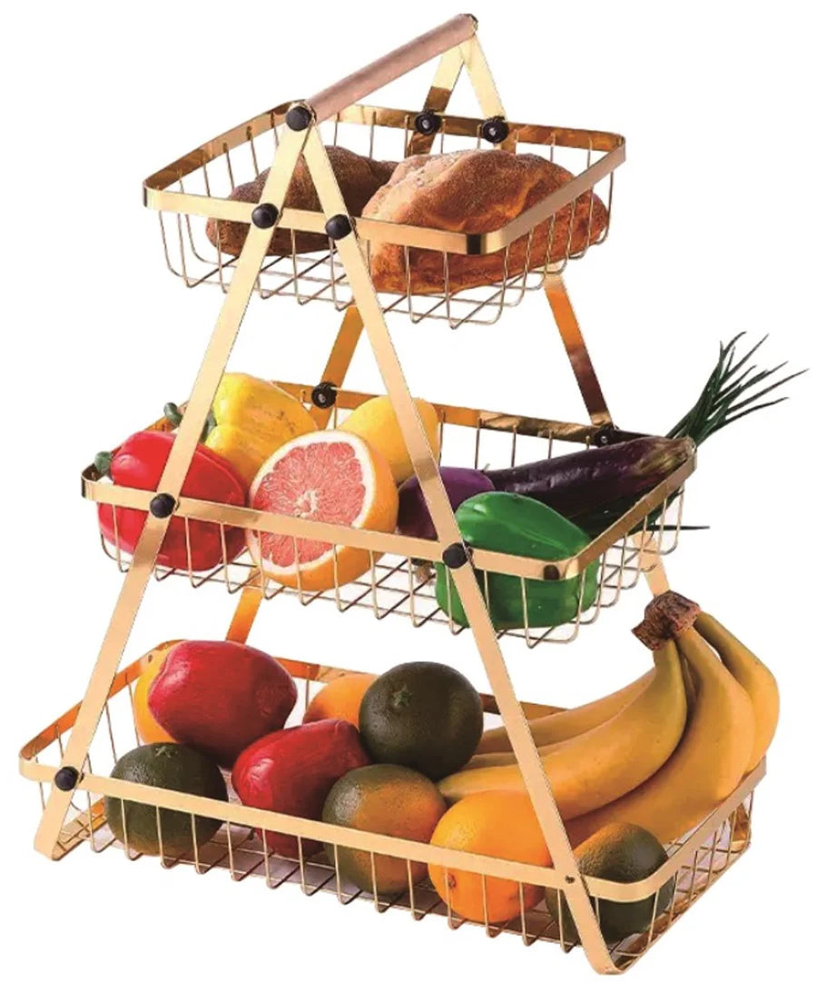 Cheffinger Etagère - 3 Laags - Goud - Fruitmand - Fruitmand Metaal - Etagère - Decoratie Schaal - Fruitschaal