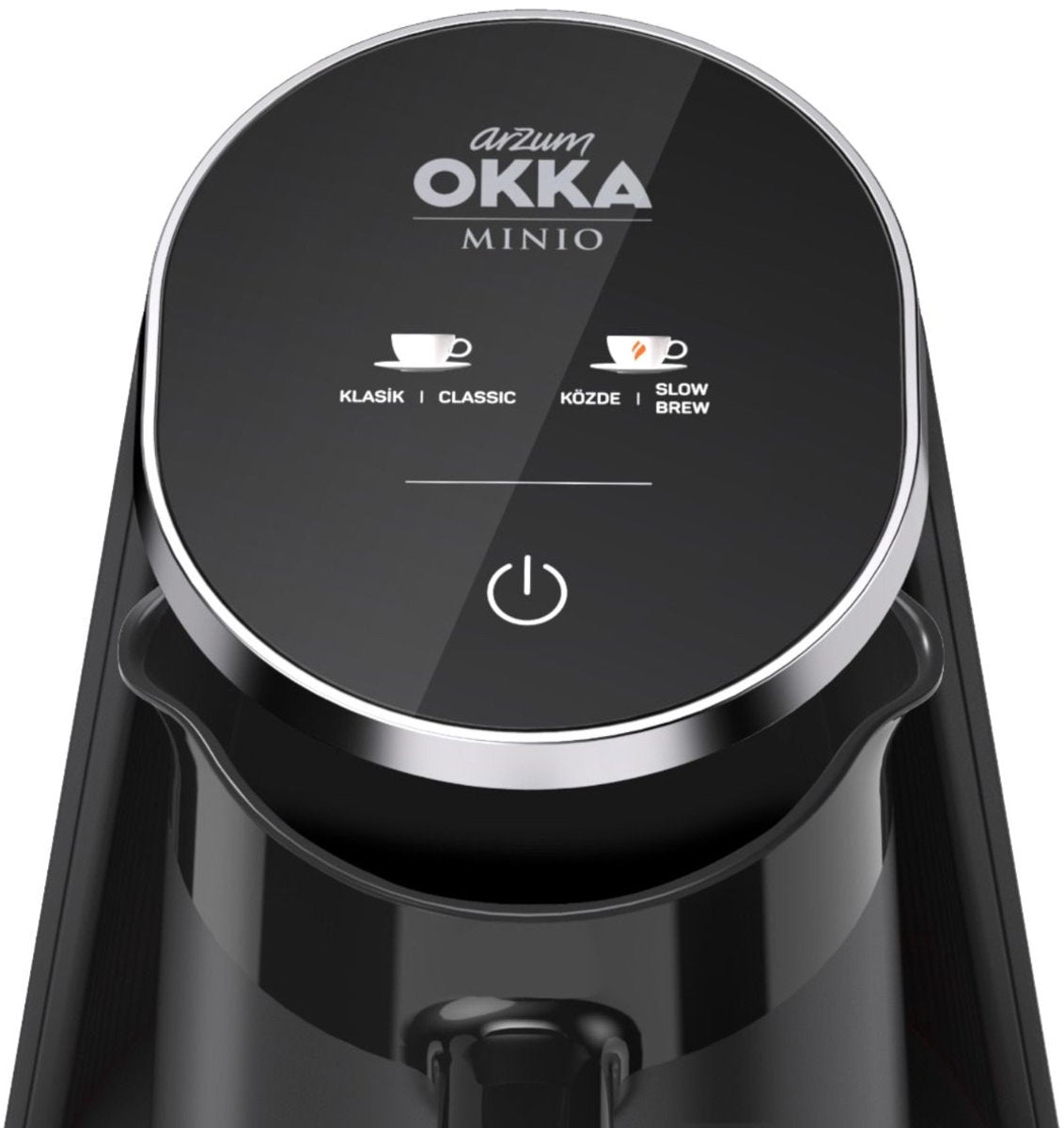 Arzum OKKA New Minio Jet 2 - Turks Koffiezetapparaat - Zwart/Chroom - Dubbelzijdige Koffiepot - 1-4 kopjes - 400W