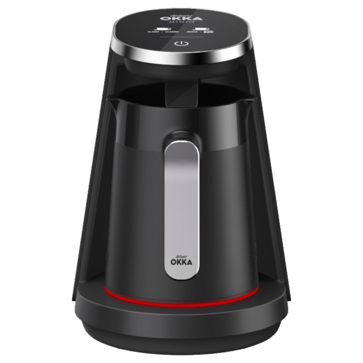 Arzum OKKA New Minio Jet 2 - Turks Koffiezetapparaat - Zwart/Chroom - Dubbelzijdige Koffiepot - 1-4 kopjes - 400W