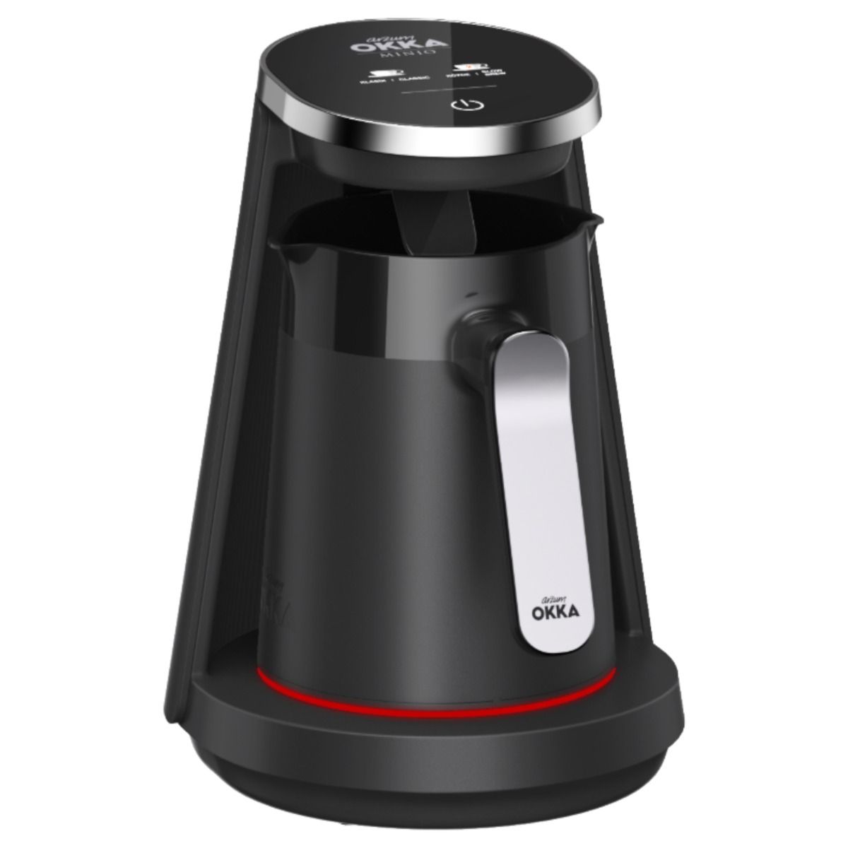 Arzum OKKA New Minio Jet 2 - Turks Koffiezetapparaat - Zwart/Chroom - Dubbelzijdige Koffiepot - 1-4 kopjes - 400W