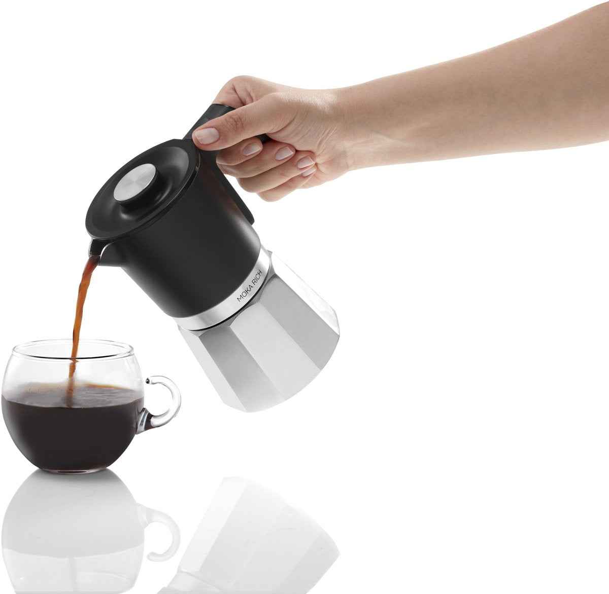 Arzum OKKA Rich Moka Koffiepot OK0027-0500 | RVS/Zwart - Moka- en Espressopot - 7 functies - 1350W