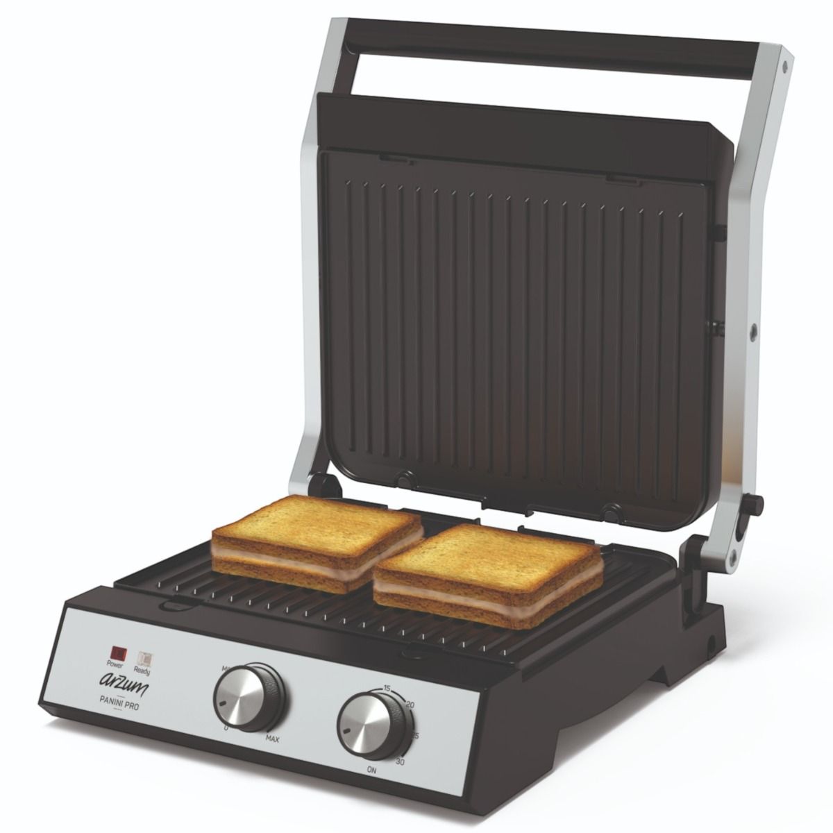 Arzum Panini Pro Grill & Sandwichmaker - Inox - Zilver - 2000W