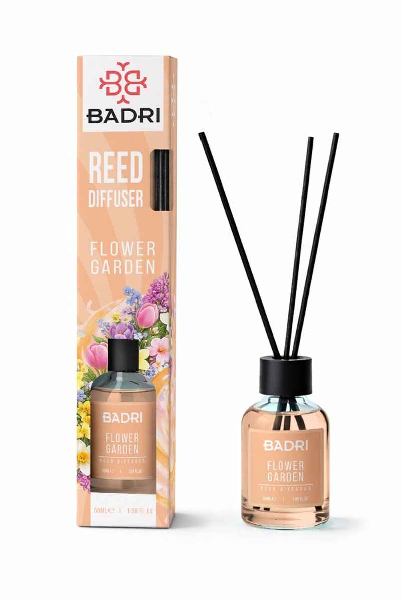 BADRI Geurstokjes Flower Garden 50ML – Luxe Reed Diffuser met Bloemige Geur voor Woonkamer & Badkamer