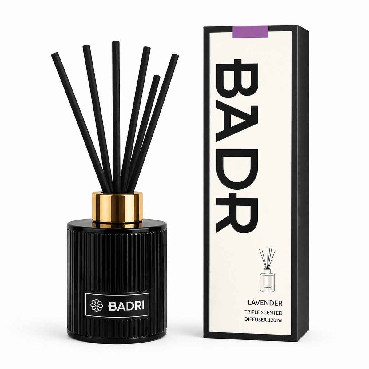 BADRI Duftstäbchen Lavendel 120ML Luxus Reed Diffuser