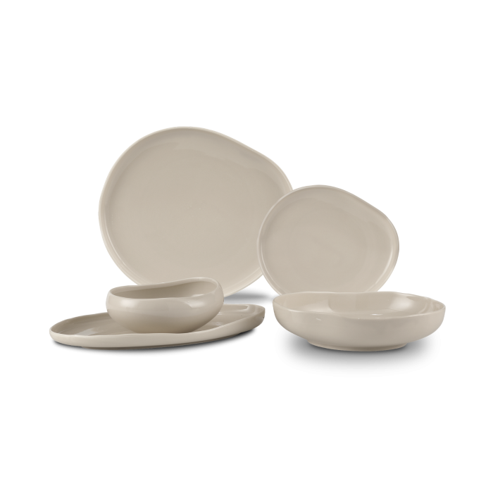 Bricard Barles - Porseleinen Dinner Set - Serviesset - 25-delig - 6-Persoons - Taupe - Japandi