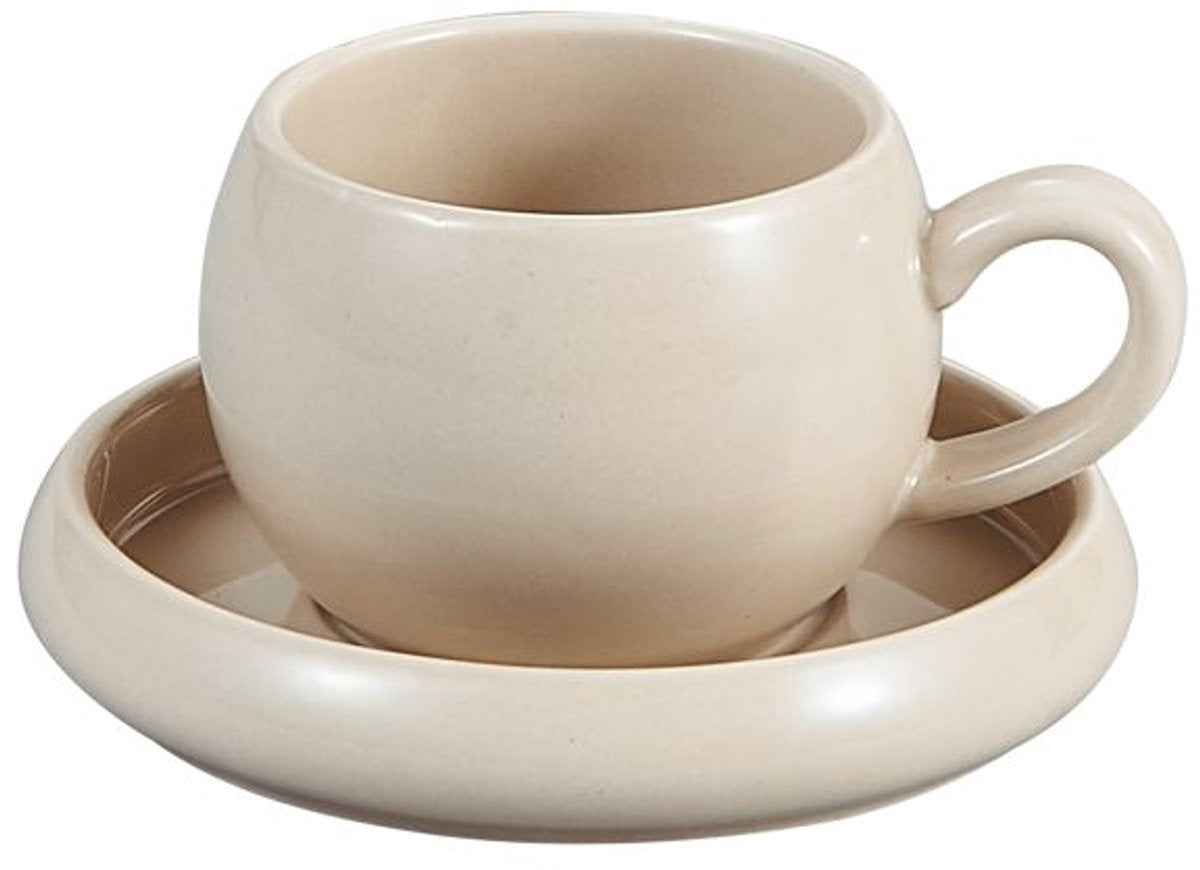 Bricard Bondy Espressoset - 4-delig Taupe - 125ml - Porselein - Koffiekopjes