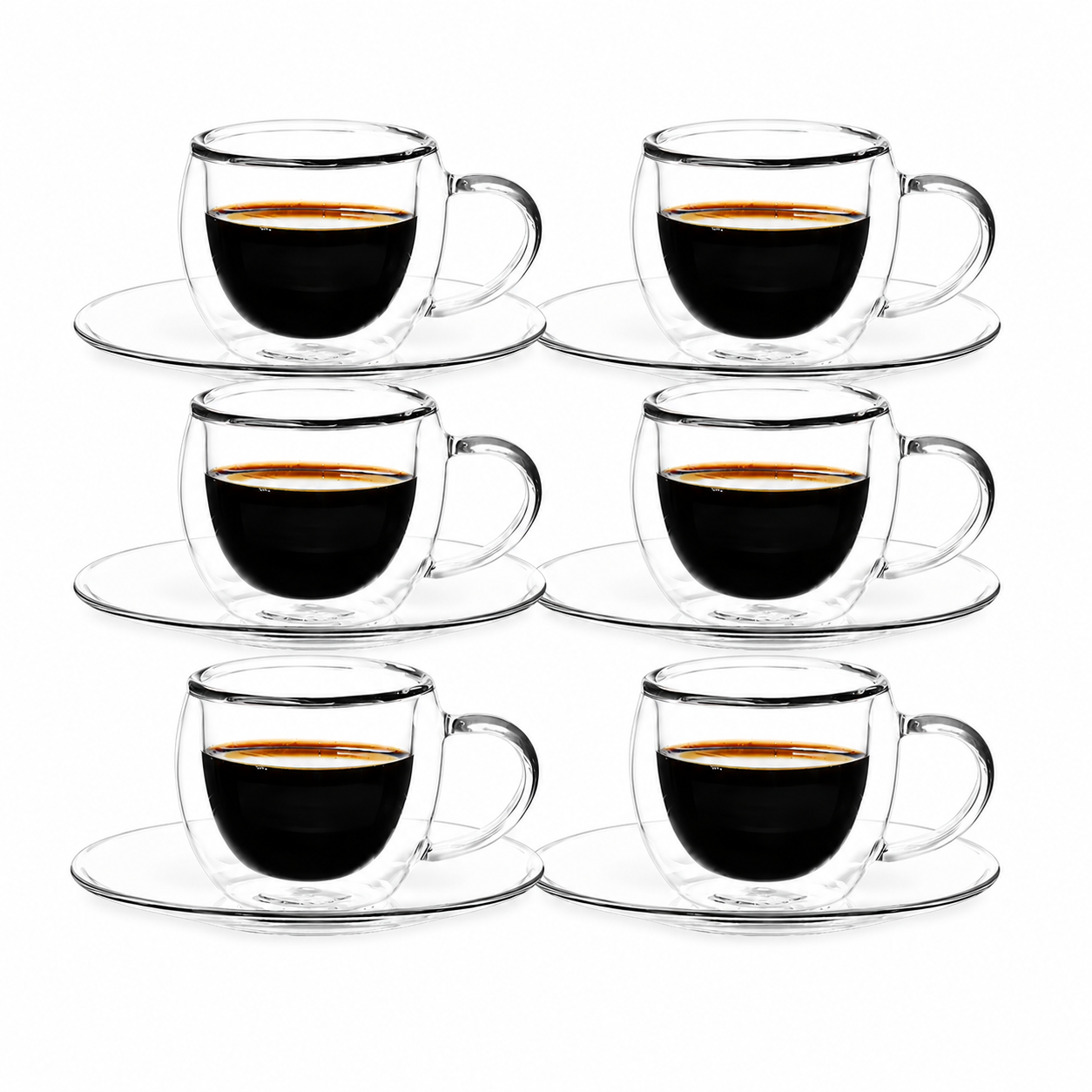 Bricard Dubbelwandige Glazen met Schotel - 140ml - Set van 6 - Koffieglas - Turkse Koffieglazen en onderzetters