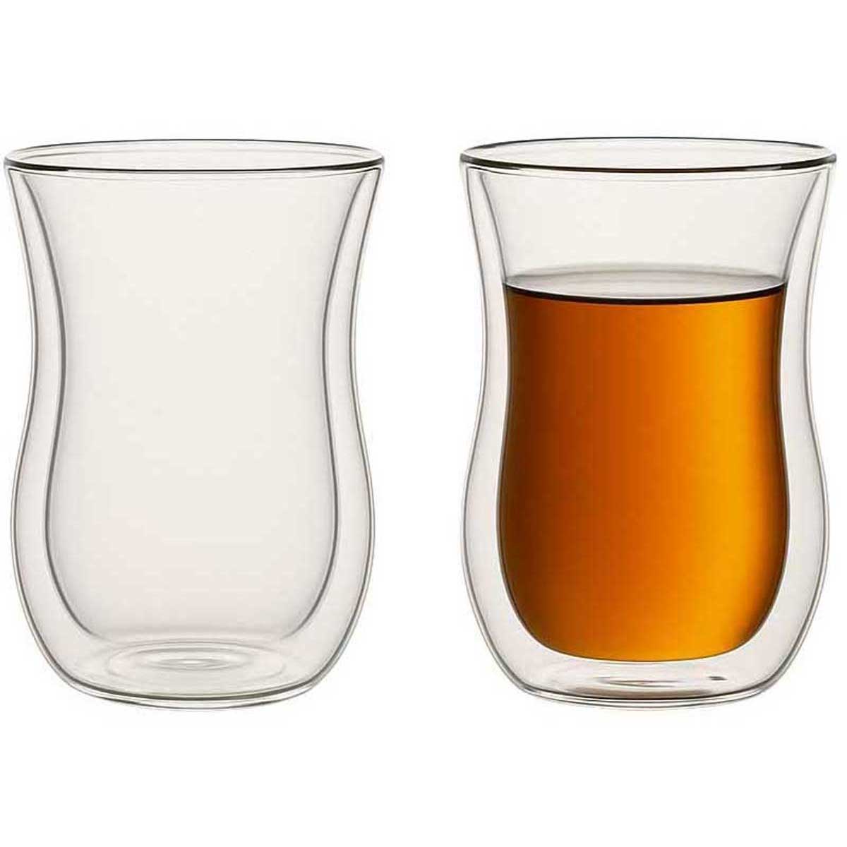 Bricard Dubbelwandige Turkse Theeglazen met Oor - 150ml - 4 Stuks - Dubbelwandige Glazen