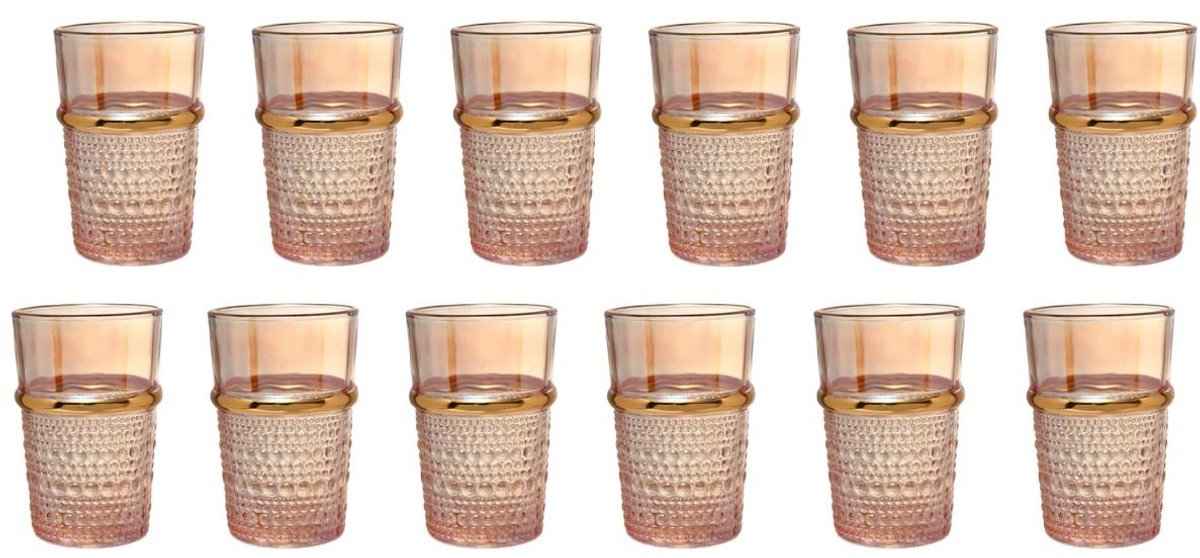 Bricard Haza Glazenset - Amber Goud - 12-delig - 200ml - Marokkaanse Theeglazen