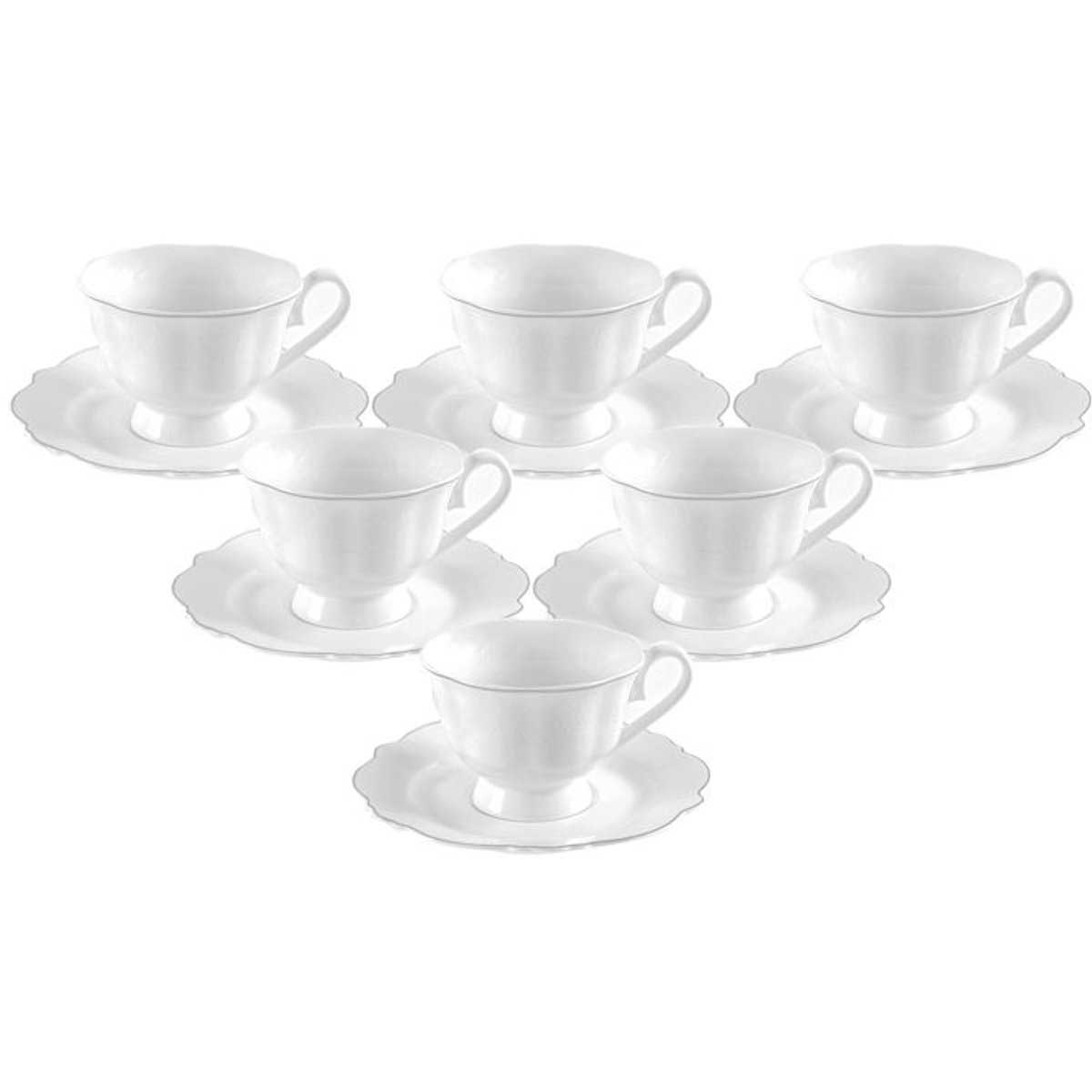 Bricard Arras Koffieset - 12-delig - Wit - Koffie Kopjes en Schoteltjes