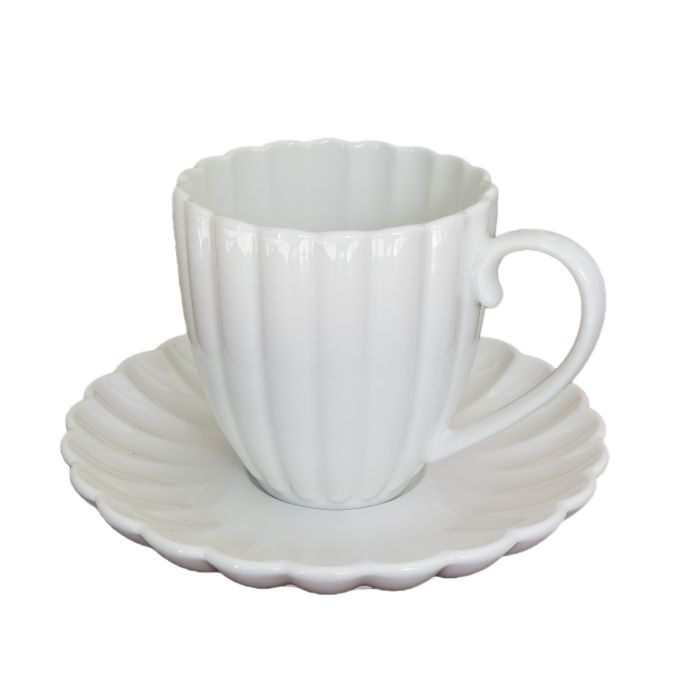 Bricard Paris Espressoset - 12-delig - Wit - 125ml - Porselein - Kleine Koffiekopjes