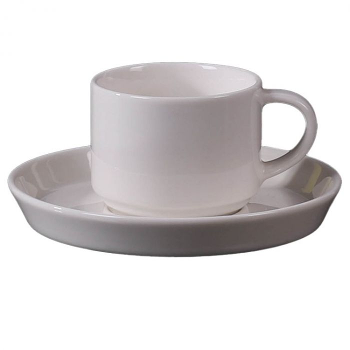 Bricard Porselein - Lunel Espresso Set - 90ml - Set van 12 - Wit - Turkse Koffie Kopjes met Schoteltjes