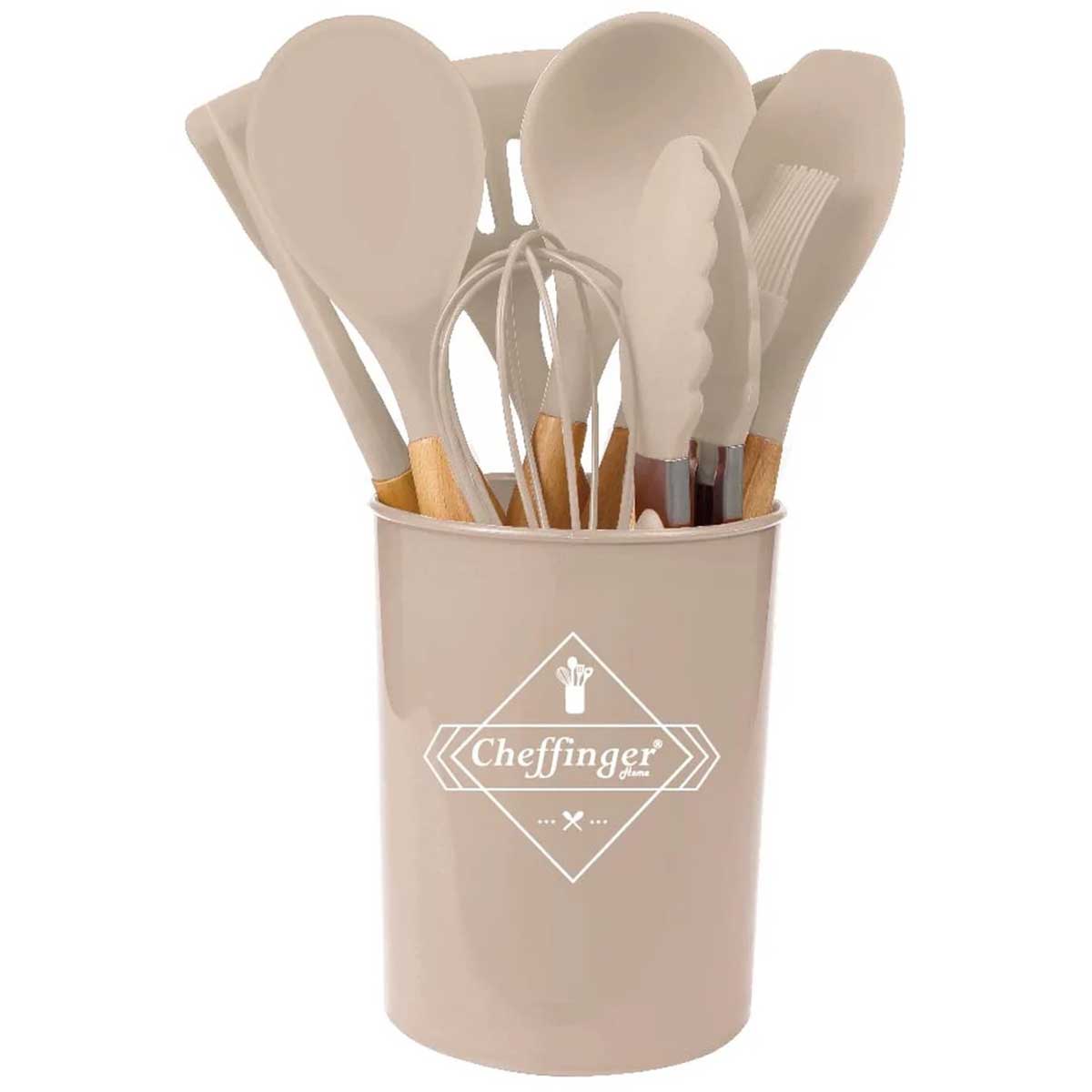 Cheffinger Keukengerei Set met Houder - 12-delig - Oud Roze - Kookgerei Set – productafbeelding