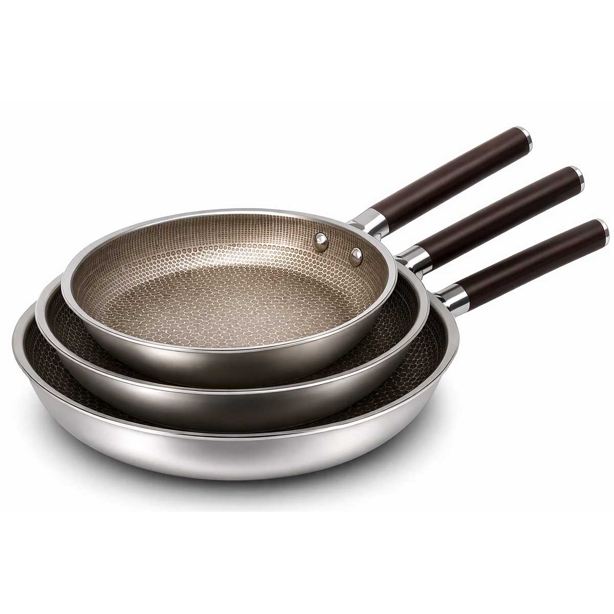 Cheffinger Koekenpannen Set - 3-delig - 20, 24, 28cm - Honingraat Antikras - Super Reliëf - Stof-Touch – productafbeelding