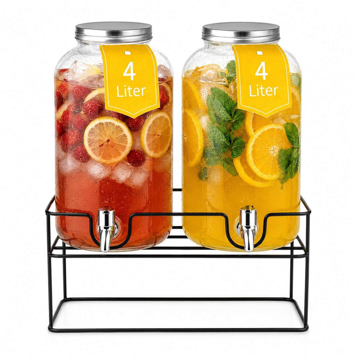 Cheffinger Limonadedispenser - 2x 4 Liter Waterdispenser - Drankendispenser - Sapdispenser